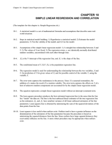 CHAPTER 10 SIMPLE LINEAR REGRESSION AND CORRELATION