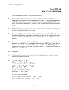 CHAPTER 11 MULTIPLE REGRESSION