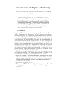 Guarded Types for Program Understanding Raghavan Komondoor