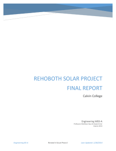 REHOBOTH SOLAR PROJECT FINAL REPORT Calvin College Engineering W83-A