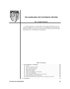 TEN GUIDELINES FOR SYSTEMATIC REFORM By C. Eugene Steuerle