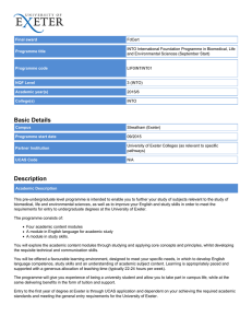 Final award Programme title FdCert INTO International Foundation Programme in Biomedical, Life