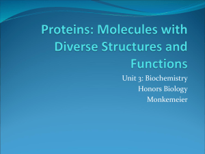 Unit 3: Biochemistry Honors Biology Monkemeier