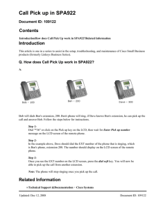 Call Pick up in SPA922 Contents Introduction Document ID: 109122