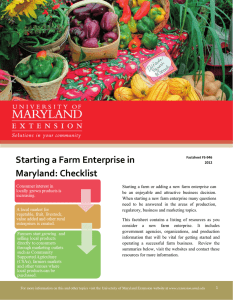 Starting a Farm Enterprise in Maryland: Checklist