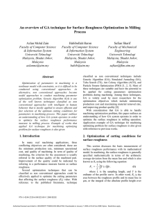 An overview of GA technique for Surface Roughness Optimization in... Process