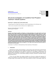 Structural Investigation of Crystalline Host Phosphor Cadmium Tellurite Systems