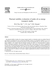 Thermal stability evaluation of palm oil as energy transport media