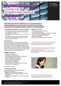 CENTRE FOR BUSINESS PERFORMANCE BUSINESS PERFORMANCE ROUNDTABLE