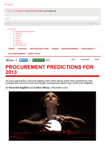 PROCUREMENT PREDICTIONS FOR 2013