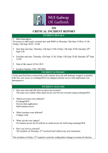 ISS CRITICAL INCIDENT REPORT