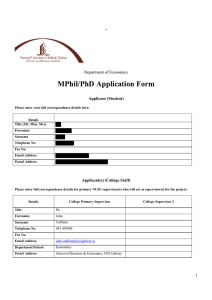 MPhil/PhD Application Form Department of Economics Applicant (Student)