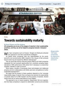 Towards sustainability maturity |