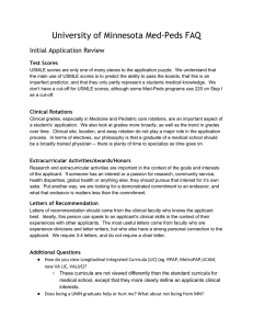 University of Minnesota Med-Peds FAQ Initial Application Review Test Scores
