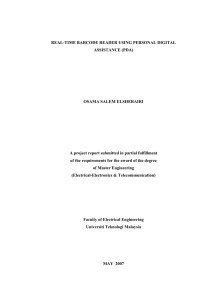 REAL-TIME BARCODE READER USING PERSONAL DIGITAL ASSISTANCE (PDA) OSAMA SALEM ELSHERAIRI