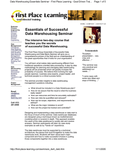Essentials of Successful Data Warehousing Seminar |