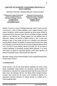 A REVIEW ON LEARNING TAXONOMIES FROM MALAY TEXT CORPORA