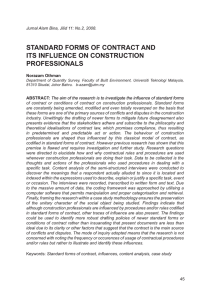 STANDARD FORMS OF CONTRACT AND ITS INFLUENCE ON CONSTRUCTION PROFESSIONALS
