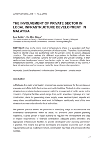 THE INVOLVEMENT OF PRIVATE SECTOR IN LOCAL INFRASTRUCTURE DEVELOPMENT  IN MALAYSIA