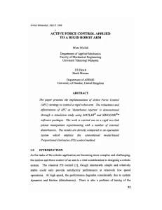 ACTIVE FORCE CONTROL APPLIED TO A RIGID ROBOT ARM