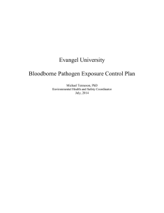 Evangel University  Bloodborne Pathogen Exposure Control Plan Michael Tenneson, PhD