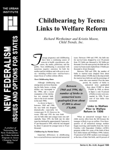 Childbearing by Teens: Links to Welfare Reform TES A