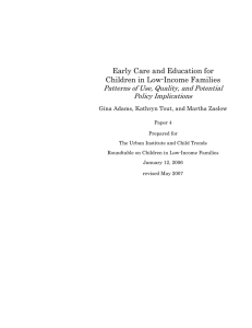 Early Care and Education for Children in Low-Income Families