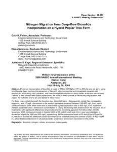 Nitrogen Migration from Deep-Row Biosolids  Gary K. Felton, Associate. Professor.