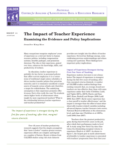 The Impact of Teacher Experience Examining the Evidence and Policy Implications