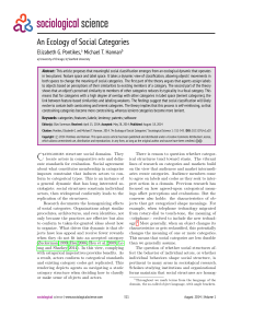 An Ecology of Social Categories Elizabeth G. Pontikes, Michael T. Hannan