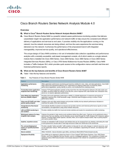 Cisco Branch Routers Series Network Analysis Module 4.0 Overview Q. A.