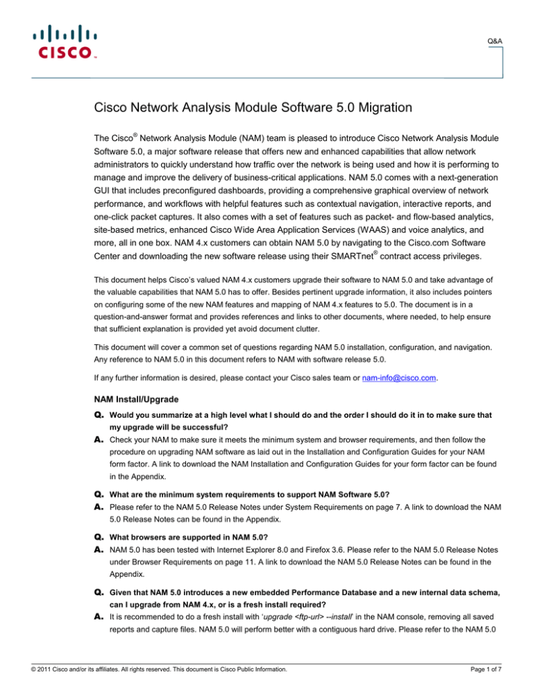Cisco Network Analysis Module Software 5 0 Migration
