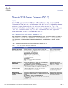 Cisco ACE Software Release A5(1.0)