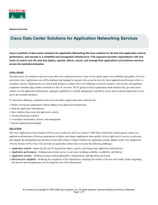 Cisco Data Center Solutions for Application Networking Services