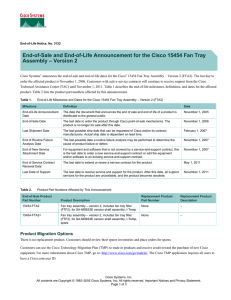 End-of-Sale and End-of-Life Announcement for the Cisco 15454 Fan Tray