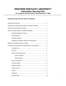WESTERN KENTUCKY UNIVERSITY Information Security Plan  (In compliance with