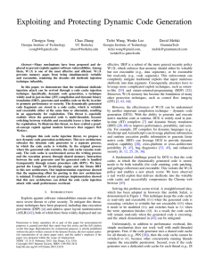 Exploiting and Protecting Dynamic Code Generation Chengyu Song Chao Zhang