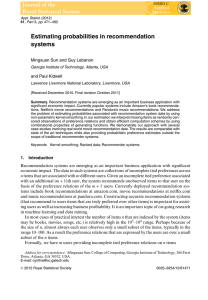 Estimating probabilities in recommendation systems Mingxuan Sun and Guy Lebanon and Paul Kidwell