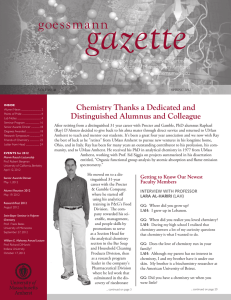 gazette goessmann Chemistry Thanks a Dedicated and Distinguished Alumnus and Colleague