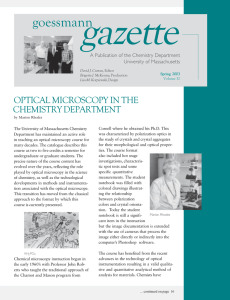 gazette goessmann OPTICAL MICROSCOPY IN THE CHEMISTRY DEPARTMENT