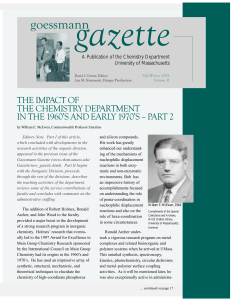 gazette goessmann THE IMPACT OF THE CHEMISTRY DEPARTMENT