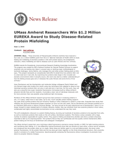 UMass Amherst Researchers Win $1.2 Million EUREKA Award to Study Disease-Related Contact: