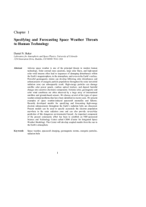 Chapter 1 Specifying and Forecasting Space Weather Threats to Human Technology