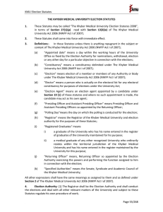 KMU Election Statutes THE KHYBER MEDICAL UNIVERSITY ELECTION STATUTES 1.