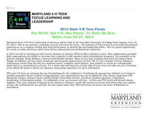MARYLAND 4-H TEEN FOCUS LEARNING AND LEADERSHIP