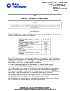 UNITED TECHNOLOGIES CORPORATION QUALITY REQUIREMENTS Number: UTCQR-09.1 Revision: 4