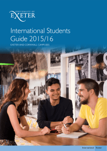 International Students Guide 2015/16 EXETER AND CORNWALL CAMPUSES