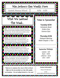 What We Learned This Week… Miss Jackson’s Class Weekly News Dates to Remember