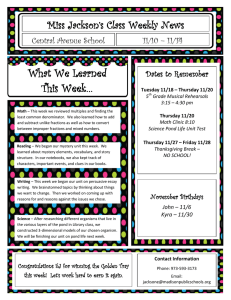 What We Learned This Week… Miss Jackson’s Class Weekly News Central Avenue School