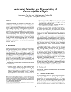 Automated Detection and Fingerprinting of Censorship Block Pages Abstract